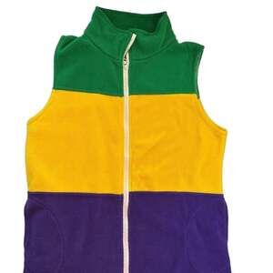 Mardi Gras Trio Fleece Vest with Pockets